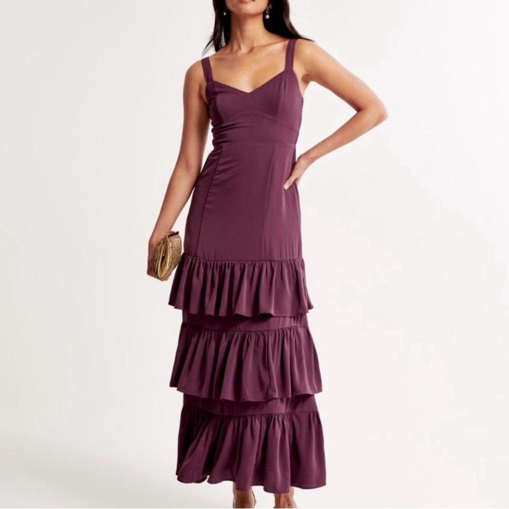 Abercrombie & Fitch Plum Tiered Maxi Dress